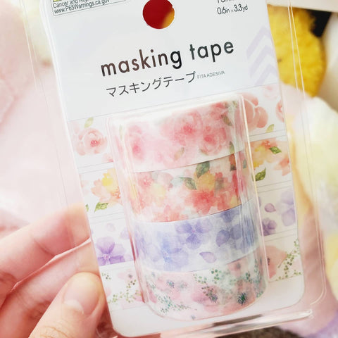 Floral Washi Tape 4pc Set - roses