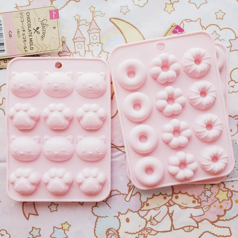 Pink Silicone Molds- Kitten or Donuts