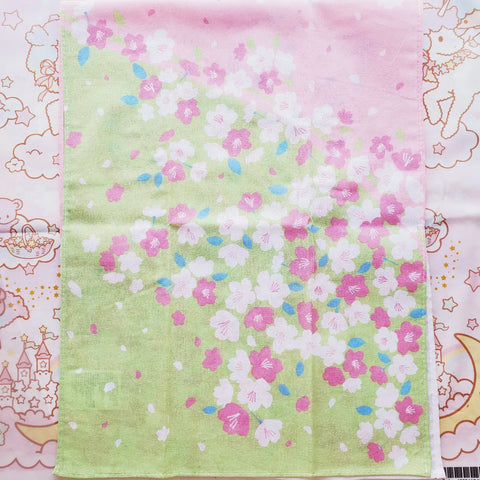 Pink/Green Sakura 100% Cotton Hand Towel