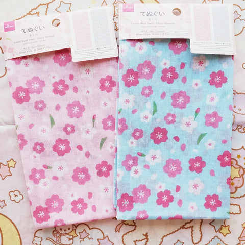 Pink or Blue Sakura 100% Cotton Towels/Fabric